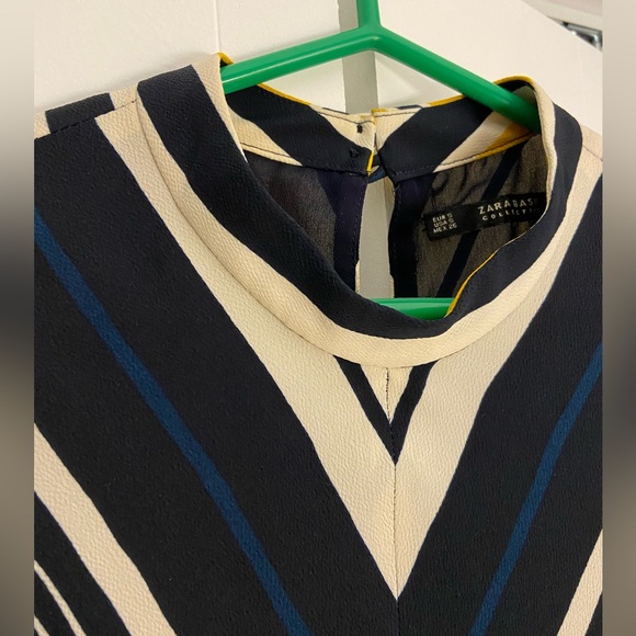 Zara Navy Blue and Yellow Striped Summer Dress 💛💙 - Picture 3 of 5